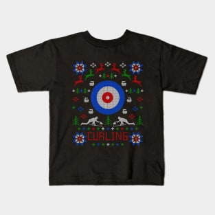 Curling Ugly Christmas Sweater Party Design Kids T-Shirt